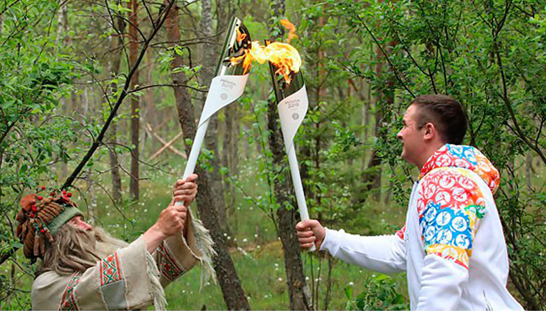 Эстафету огня II Европейских игр встретили в Березинском заповеднике