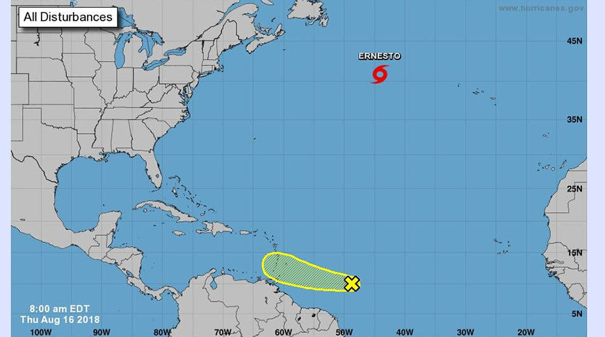Тропический шторм «Эрнесто» сформировался в Атлантическом океане