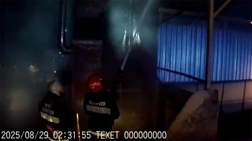 В Островецком районе спасатели ликвидировали пожар на зерносушильном комплексе