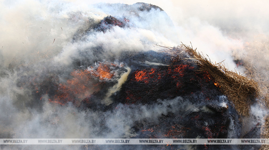 При пожаре в Столбцовском районе спасли 280 тонн соломы
