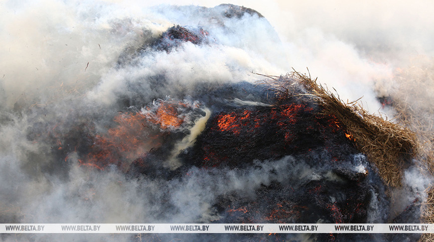 В Рогачевском районе при пожаре повреждены две тонны соломы и тонна картофеля