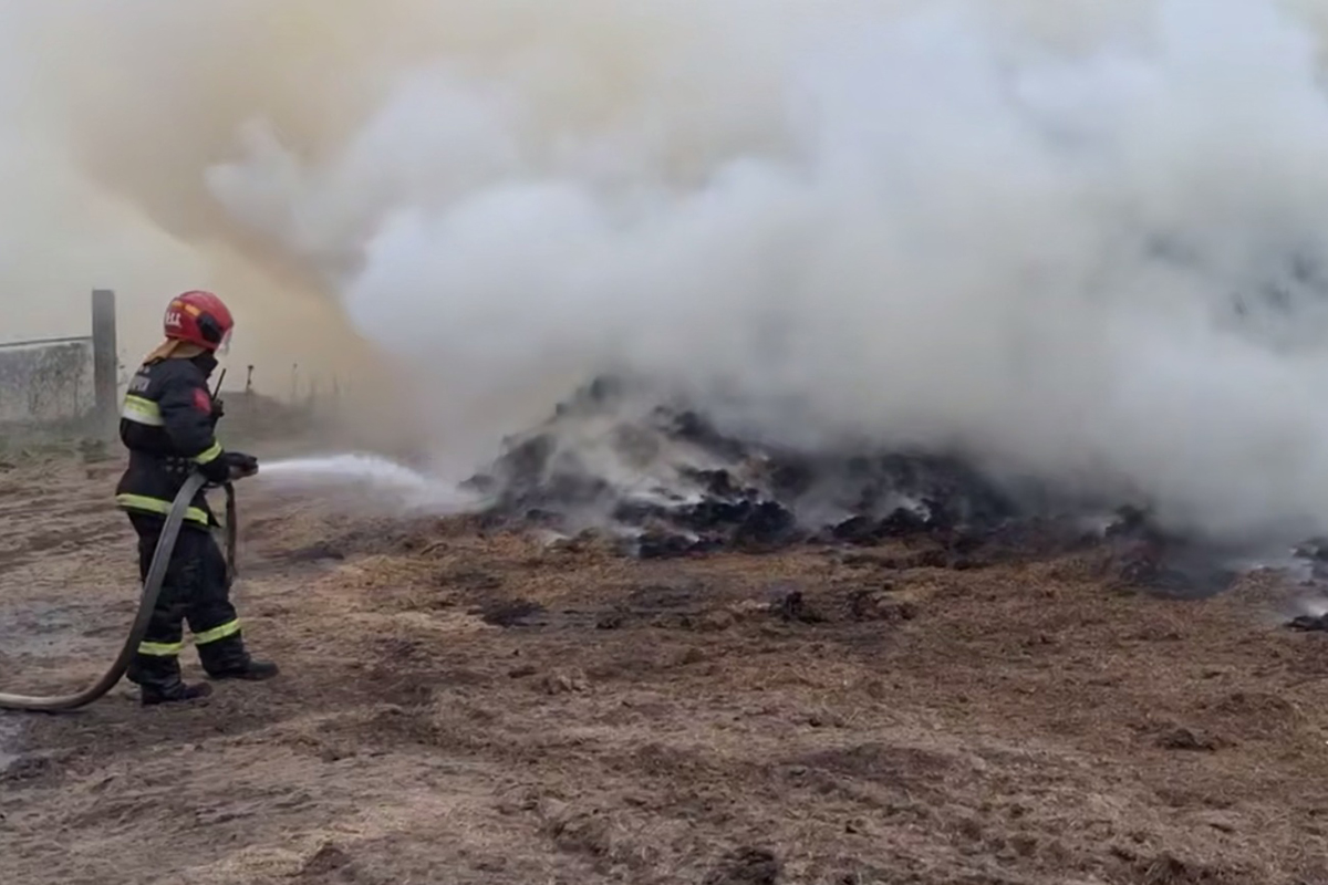 Работники МЧС ликвидировали пожар на территории льнокомбината в Воложине